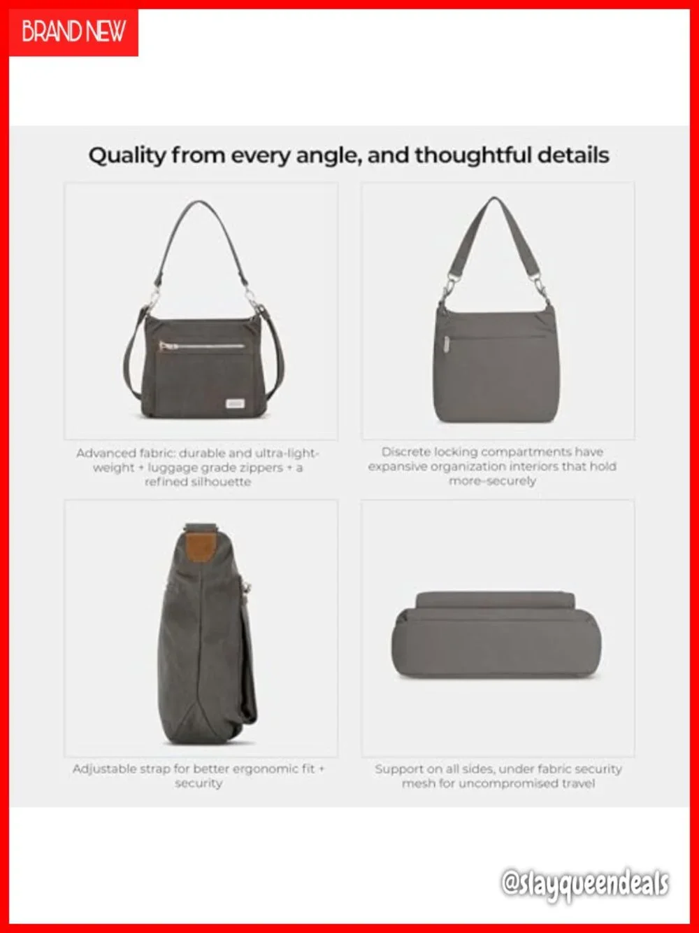Anti-Theft Heritage Hobo Bag Cotton Canvas Suede